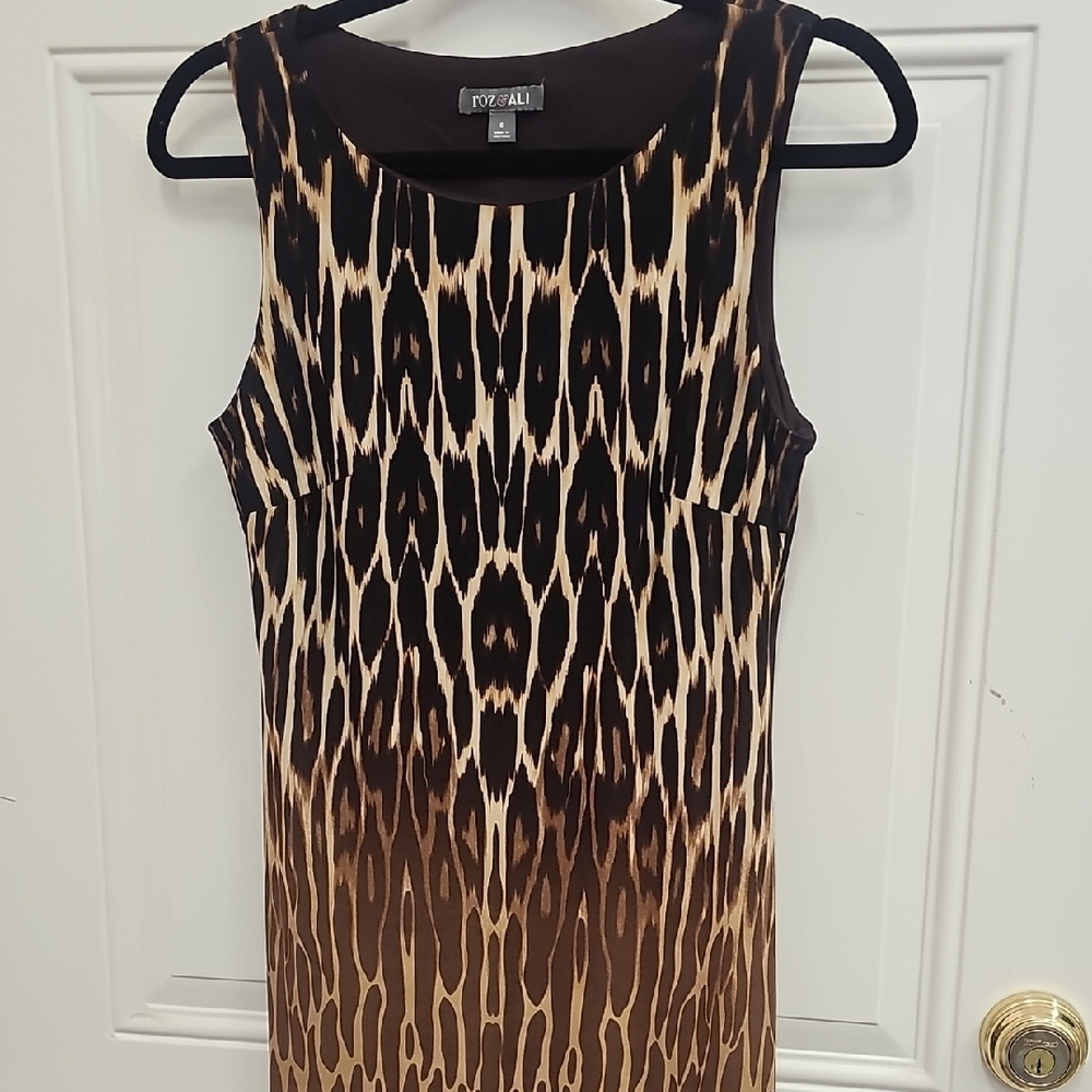 Brown, Black, Animal, Sleeveless Dress, Maxi, Casual, Wedding, Party, Cruise